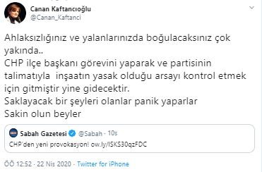 Siz mi gönderdiniz sorusu ile gündeme gelen CHP İstanbul İl Başkanı Canan Kaftancıoğlu'ndan ilk açıklama