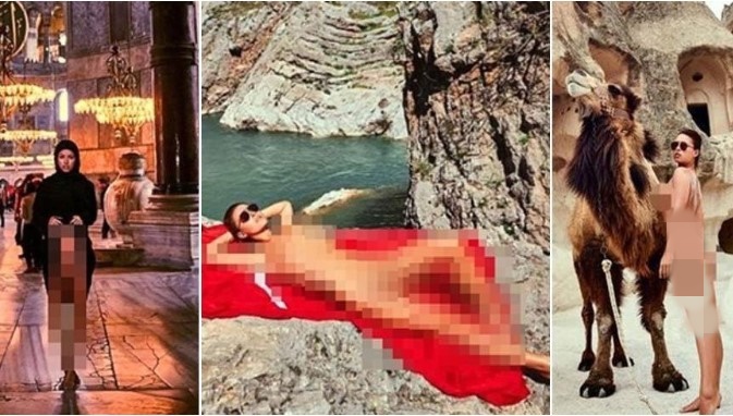 Ayasofya’da çıplak poz verip yayınladı...