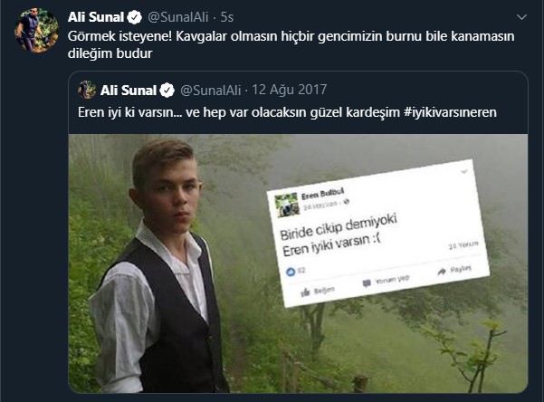 ALİ SUNAL EREN BÜLBÜL İLE YANIT VERDİ