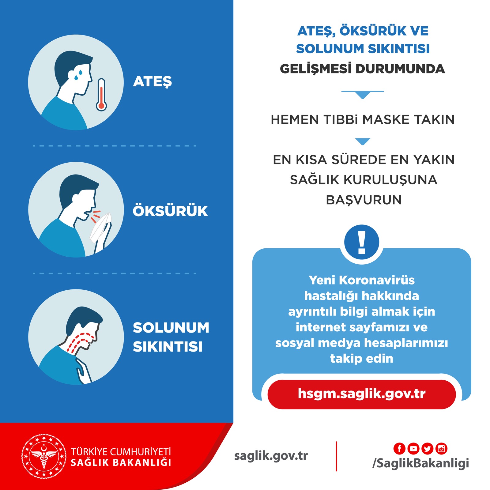 Belirtilerin yükselmesi durumunda en yakın sağlık kurumuna müracaat edin!