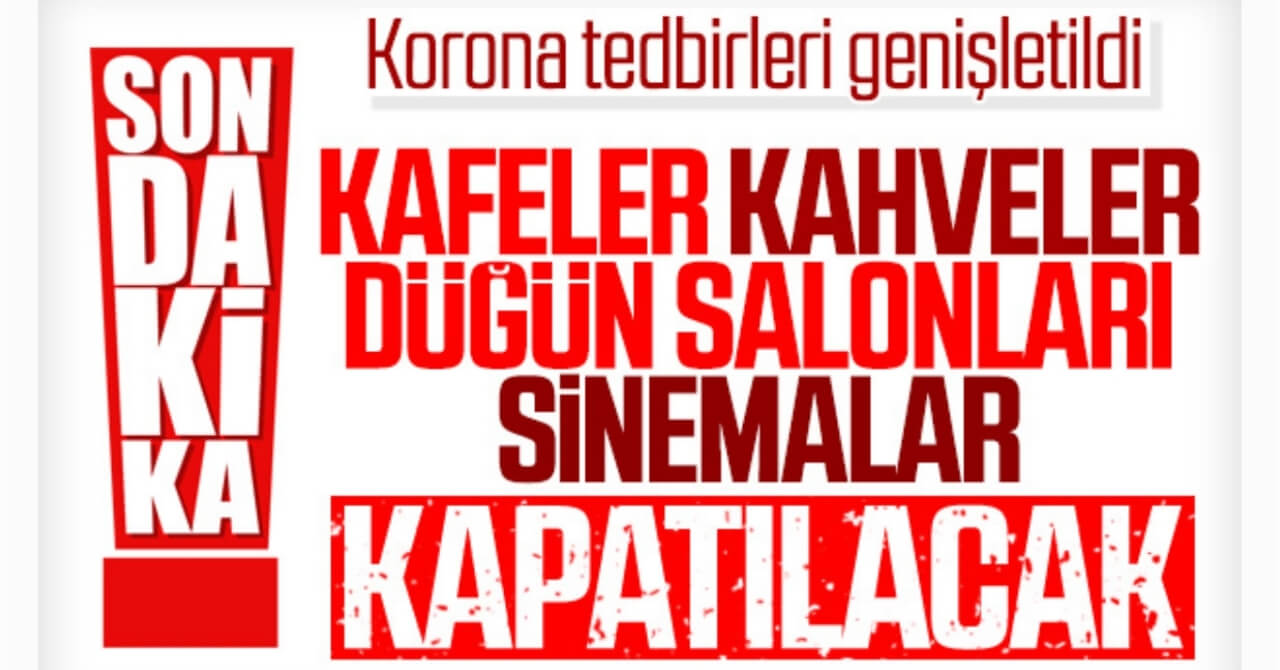 Korona Tedbirleri Kapsamında Cafe, Lokanta, Kahvehane, Sinemalar Kapatıldı