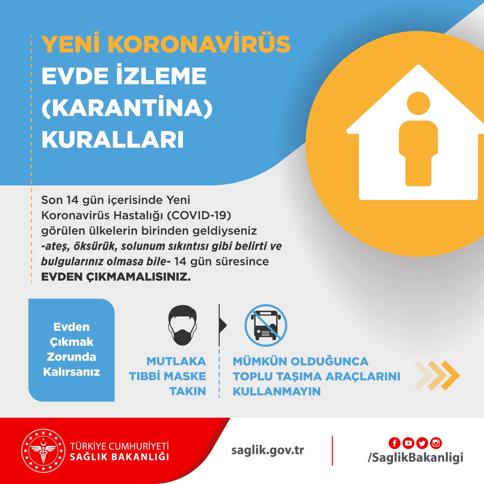 Mutlaka Tıbbi Maske takın! Mümkün Olduğunca Toplu Taşıma Araçlarını kullanmayın